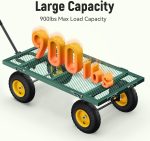 Steel Garden Cart, 2-in-1 1400 lbs Heavy Duty Utility Wagon, with Removable Mesh Sides to Convert into Flatbed, 240 U-Turn 13" Pneumatic Tires Garden Wagon for Farm Yard Lawn Garden Camping - Image 20